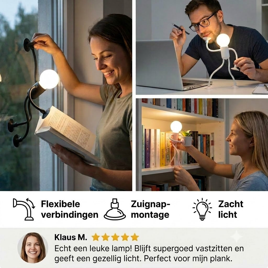 LED-lamp met zuignap — leuk ontwerp, inclusief verwisselbare zuignappen, kan worden gebruikt als decoratie.