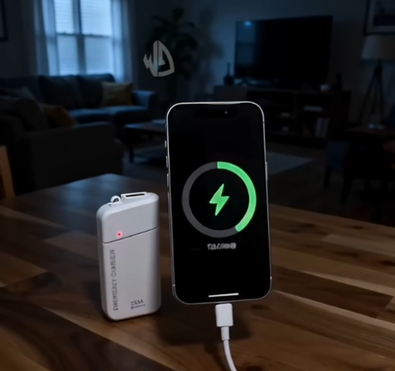 Powerbank op AA-batterijen met LED-zaklamp – biedt extra stroom voor je mobiele telefoon in noodsituaties