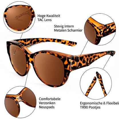 🕶 Nieuwe Oversized Cat-Eye Zonnebril – Gepolariseerde Glazen & UV400 Bescherming