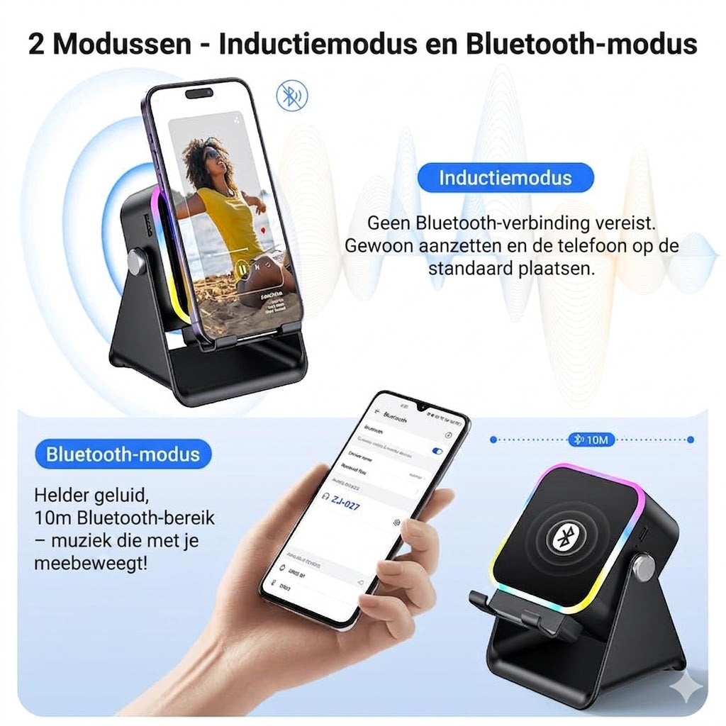 Draadloze Inductie Speaker & Telefoonhouder