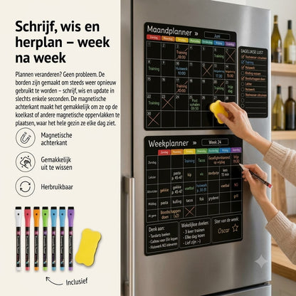 Magnetische familieplanner – Maand-, week- en dagplanning