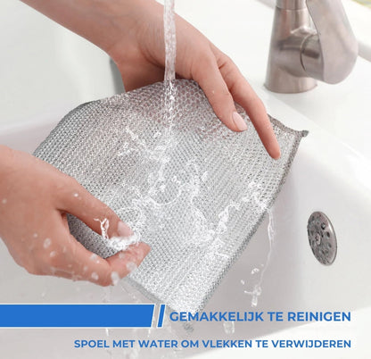 Herbruikbaar Silver Mesh Schoonmaakdoeken (10 stuks）- Krachtige Reiniging zonder Krassen - Voor Pannen, Glas & Aanrecht - Sneldrogend & Duurzaam