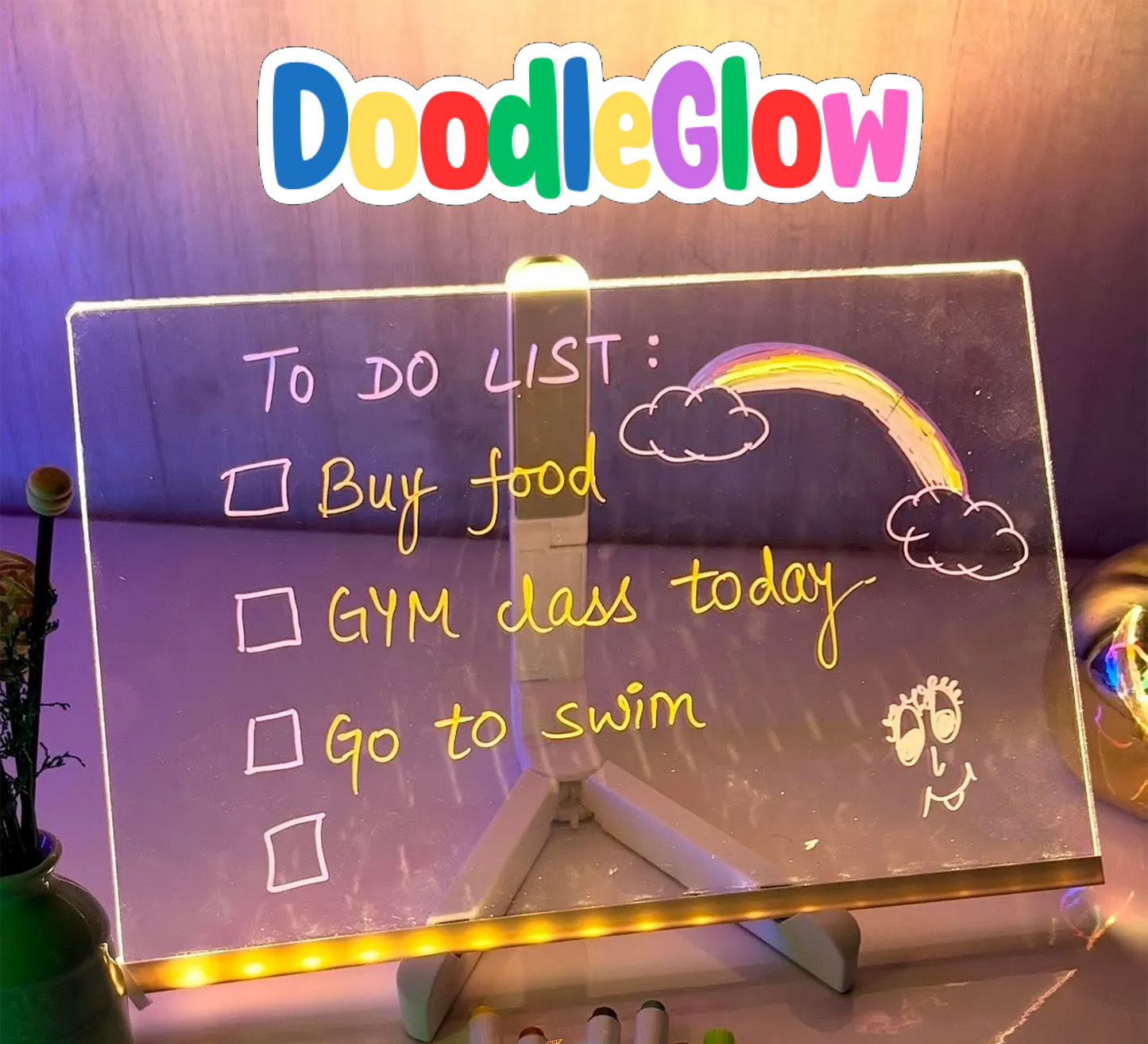 DoodleGlow™ Magisch LED Tekenbord - Lichtgevend Tekentablet voor Kinderen (Incl. Stiften & Sjablonen)