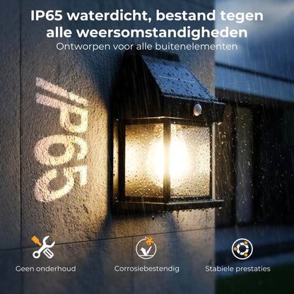 Solar Wandlamp met Bewegingssensor - Buitenverlichting op Zonne-energie - Draadloos & Waterdicht (IP65)