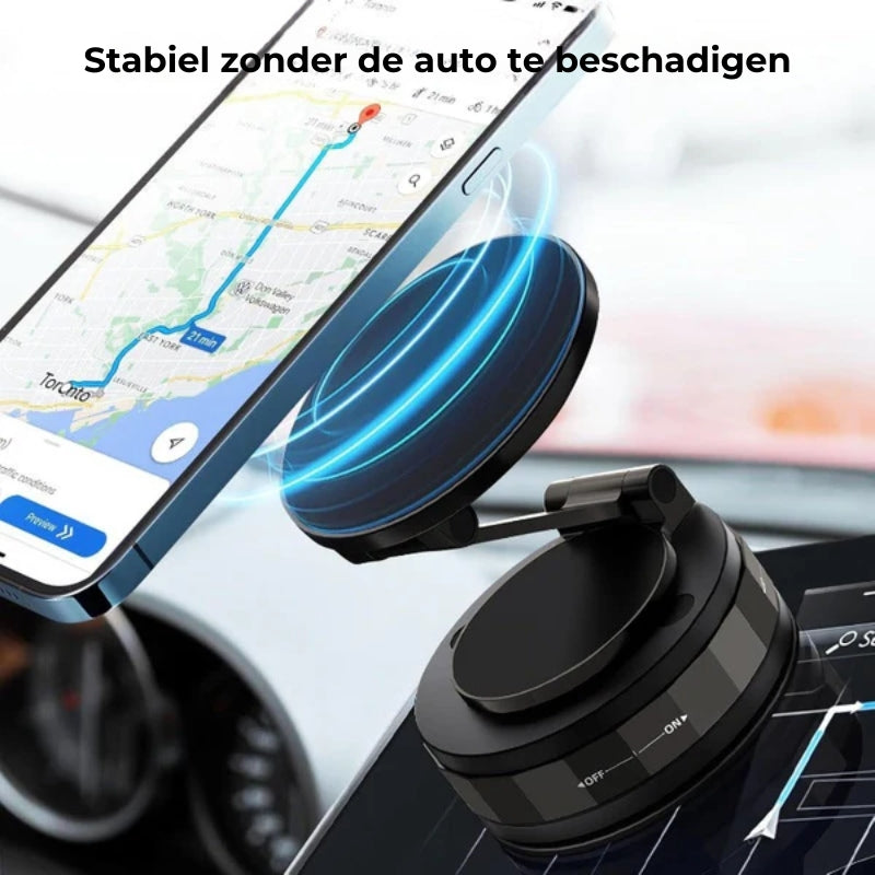 Magnetische Telefoonhouder Auto - Vacuüm Adsorptie & Magnetisch - 360° Draaibaar - Super Stabiel op Dashboard & Ruit