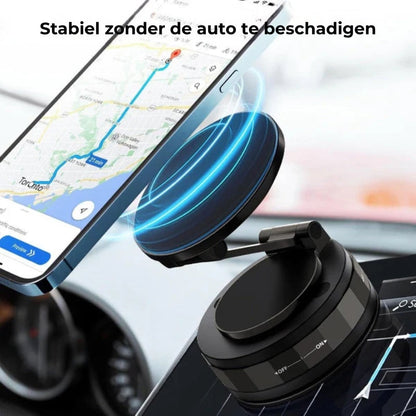 Magnetische Telefoonhouder Auto - Vacuüm Adsorptie & Magnetisch - 360° Draaibaar - Super Stabiel op Dashboard & Ruit