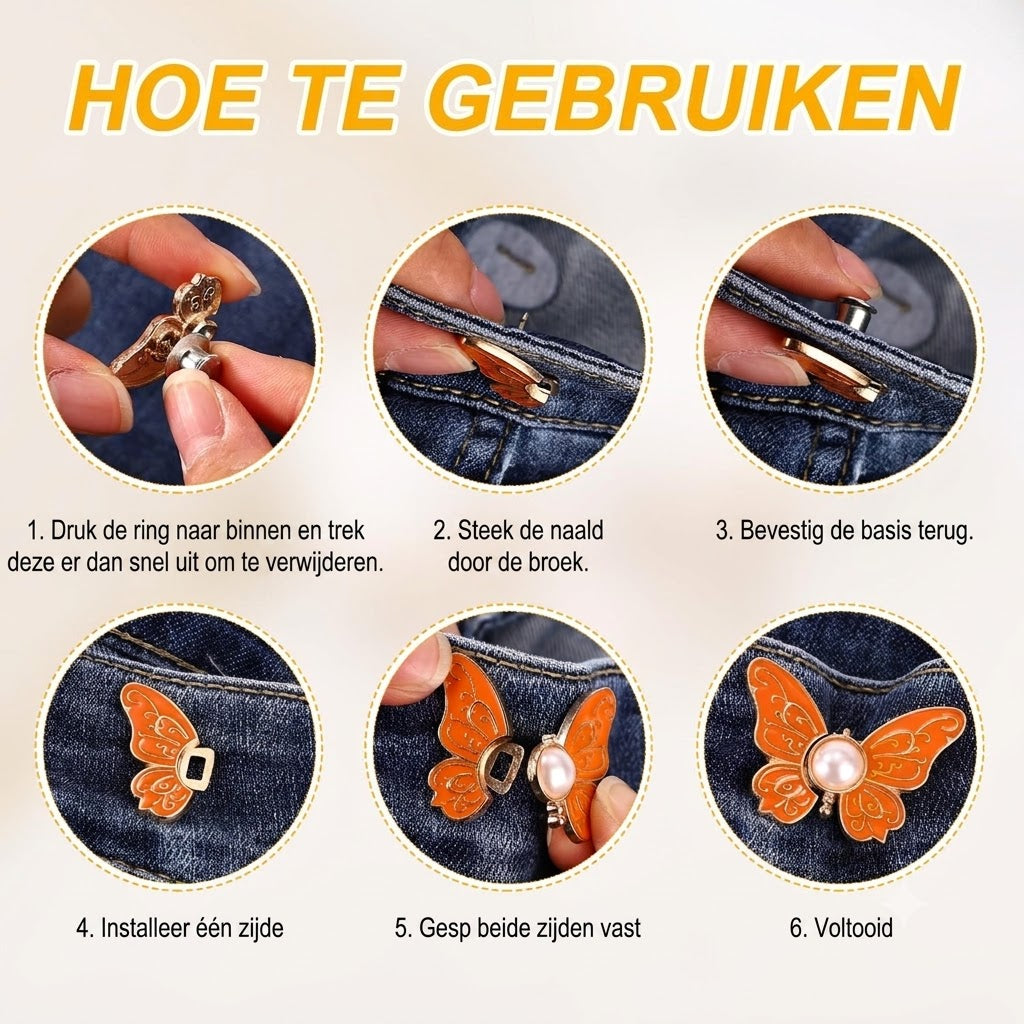 🦋Afneembare vlindergesp-Zeg vaarwel broeken die afzakken!（1 Set 8 Stuks）