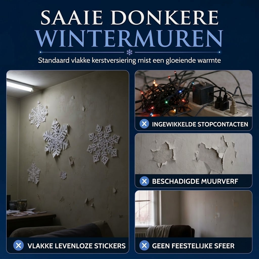 Lichtgevende muurstickers met sneeuwvlokken