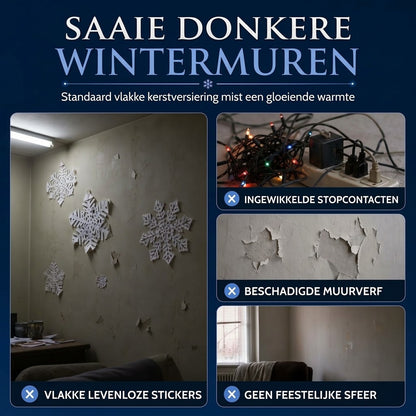 Lichtgevende muurstickers met sneeuwvlokken