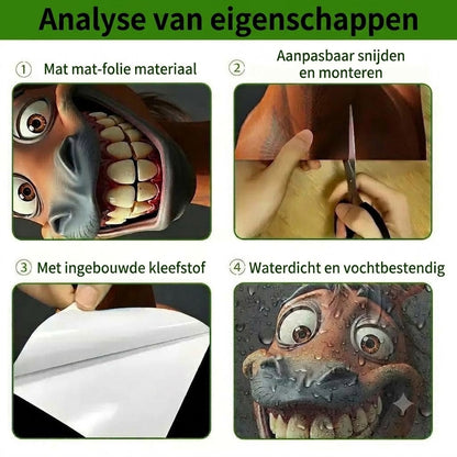 Creatieve prullenbakstickers – kleurrijke cartoonpatronen