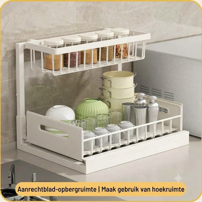 2-laags uittrekbaar opbergrek voor onderkasten