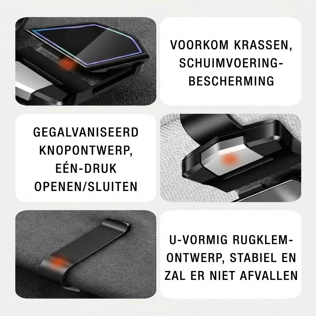 Magnetische zonnebrilhouder voor de zonneklep in de auto