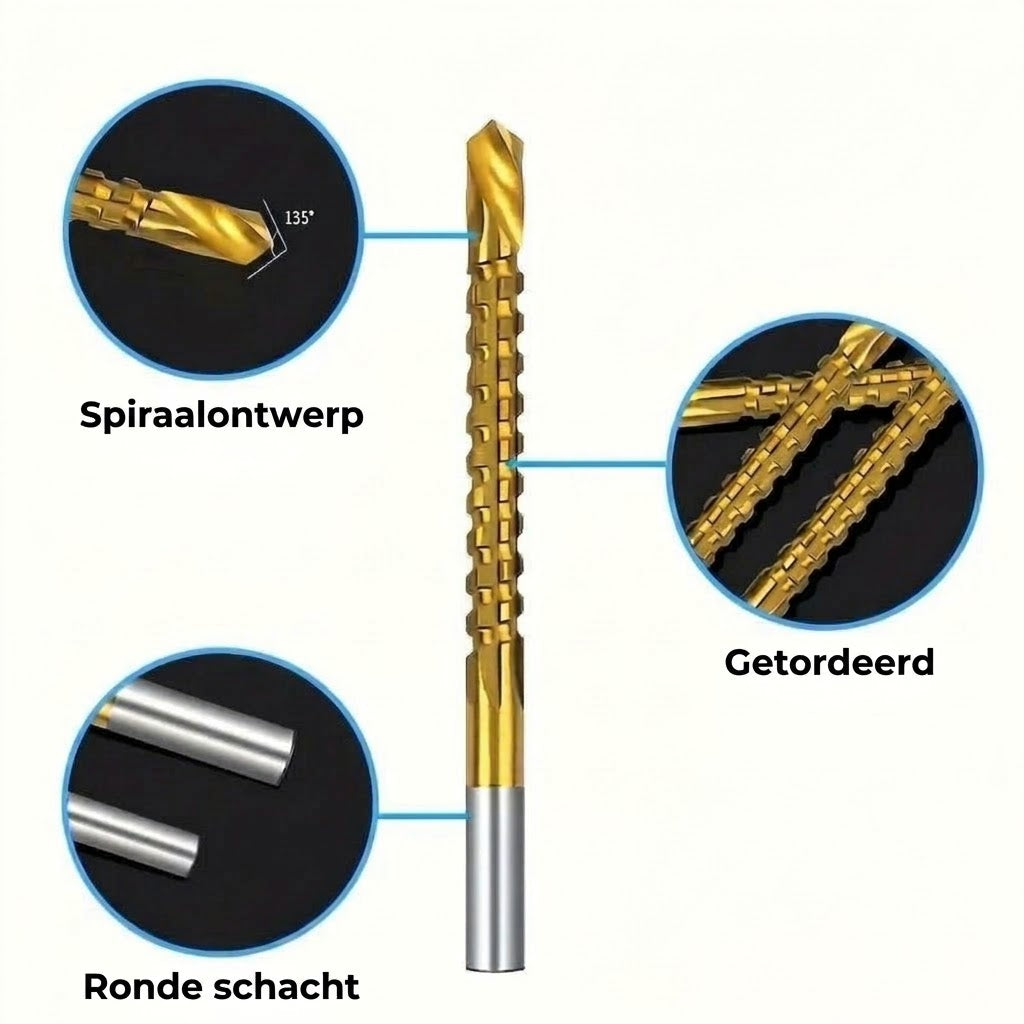 Titanium gecoate borenset – Slijtvaste HSS metaalboren voor hout, kunststof en metaal