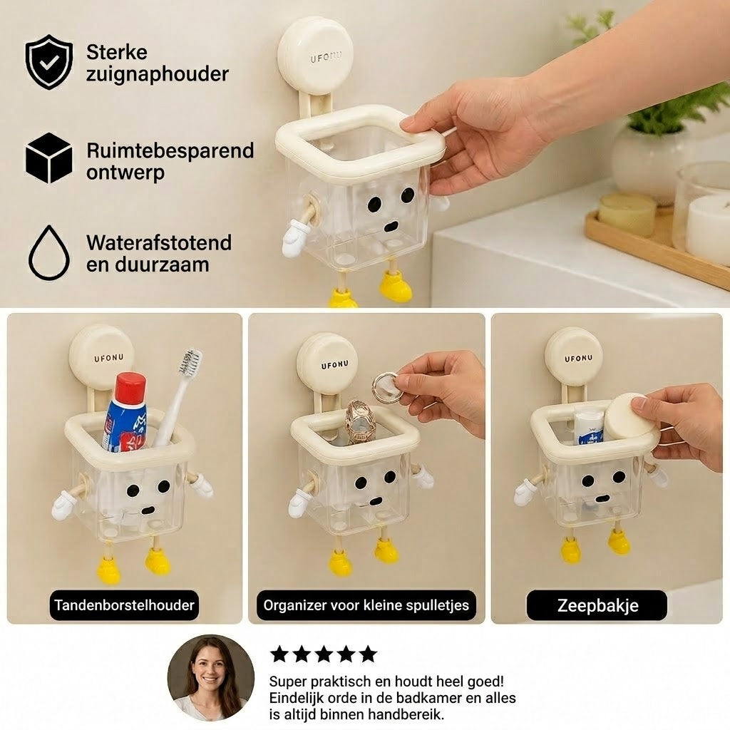 Schattige wandgemonteerde tandenborstelhouder met zuignap – perfect voor in de badkamer