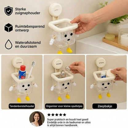 Schattige wandgemonteerde tandenborstelhouder met zuignap – perfect voor in de badkamer