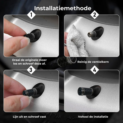 Luxe Carbon Ventieldopjes Set - Koolstofvezel Look - Universeel voor Auto, Motor & Fiets - Sportieve Wielbescherming - [Set van 4]