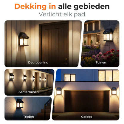Solar Wandlamp met Bewegingssensor - Buitenverlichting op Zonne-energie - Draadloos & Waterdicht (IP65)
