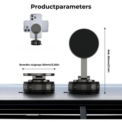 Magnetische Telefoonhouder Auto - Vacuüm Adsorptie & Magnetisch - 360° Draaibaar - Super Stabiel op Dashboard & Ruit