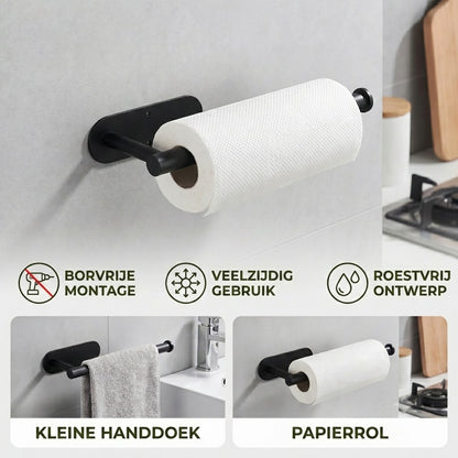 Moderne roestvrijstalen keukenrolhouder – Installatie Zonder Boren & Veelzijdig in Gebruik