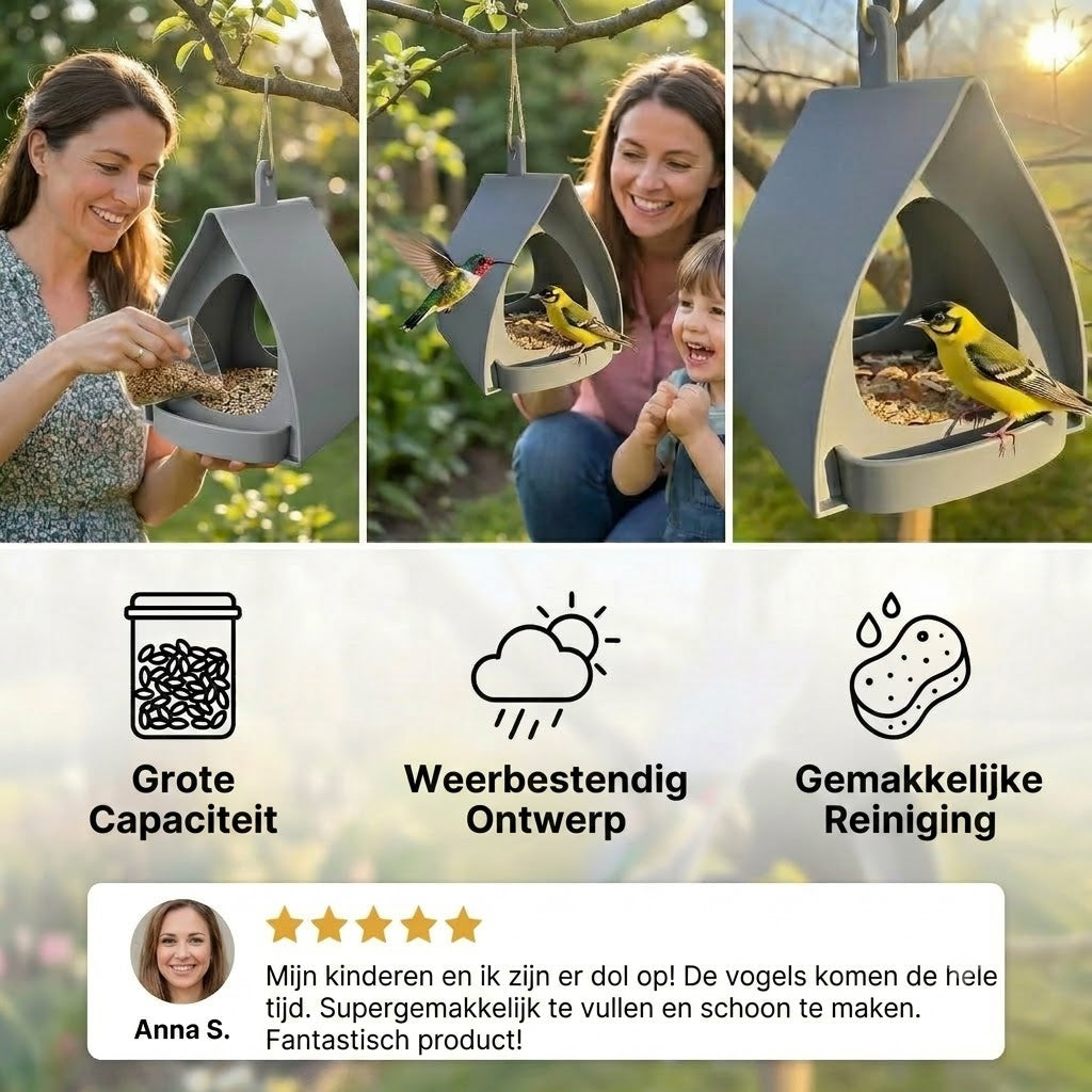 Hangende vogelvoederbak – Grote capaciteit, ideaal voor tuinen en balkons