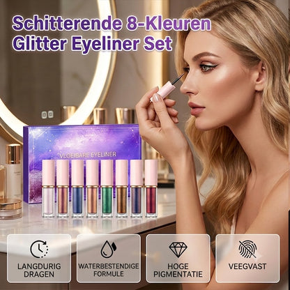 ✨ 8-Delige Glitter Vloeibare Eyeliner Set