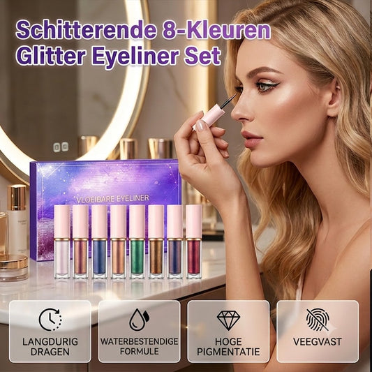 ✨ 8-Delige Glitter Vloeibare Eyeliner Set