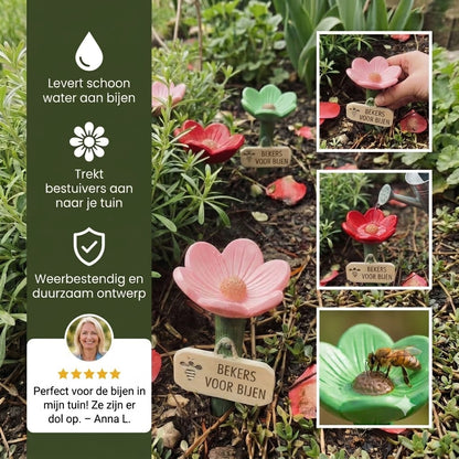 Bloemvormige bijendrinker – kleurrijke drinkplaats in de tuin
