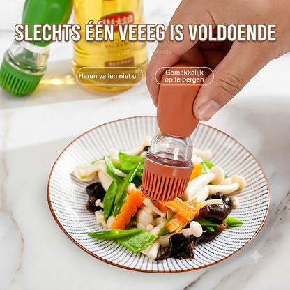 Oliespuit met Siliconen Kwastje – Precisie Oliespuitfles voor Koken, Barbecue (BBQ) en Bakken