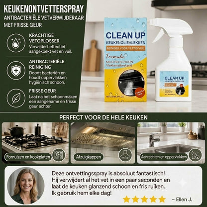 Ontvettingsspray voor de keuken – Antibacterieel en ontvettend, frisse geur.