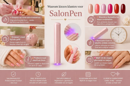 SalonPen – 3-in-1 Nagellak Pen (met UV-lamp) – Set van 6