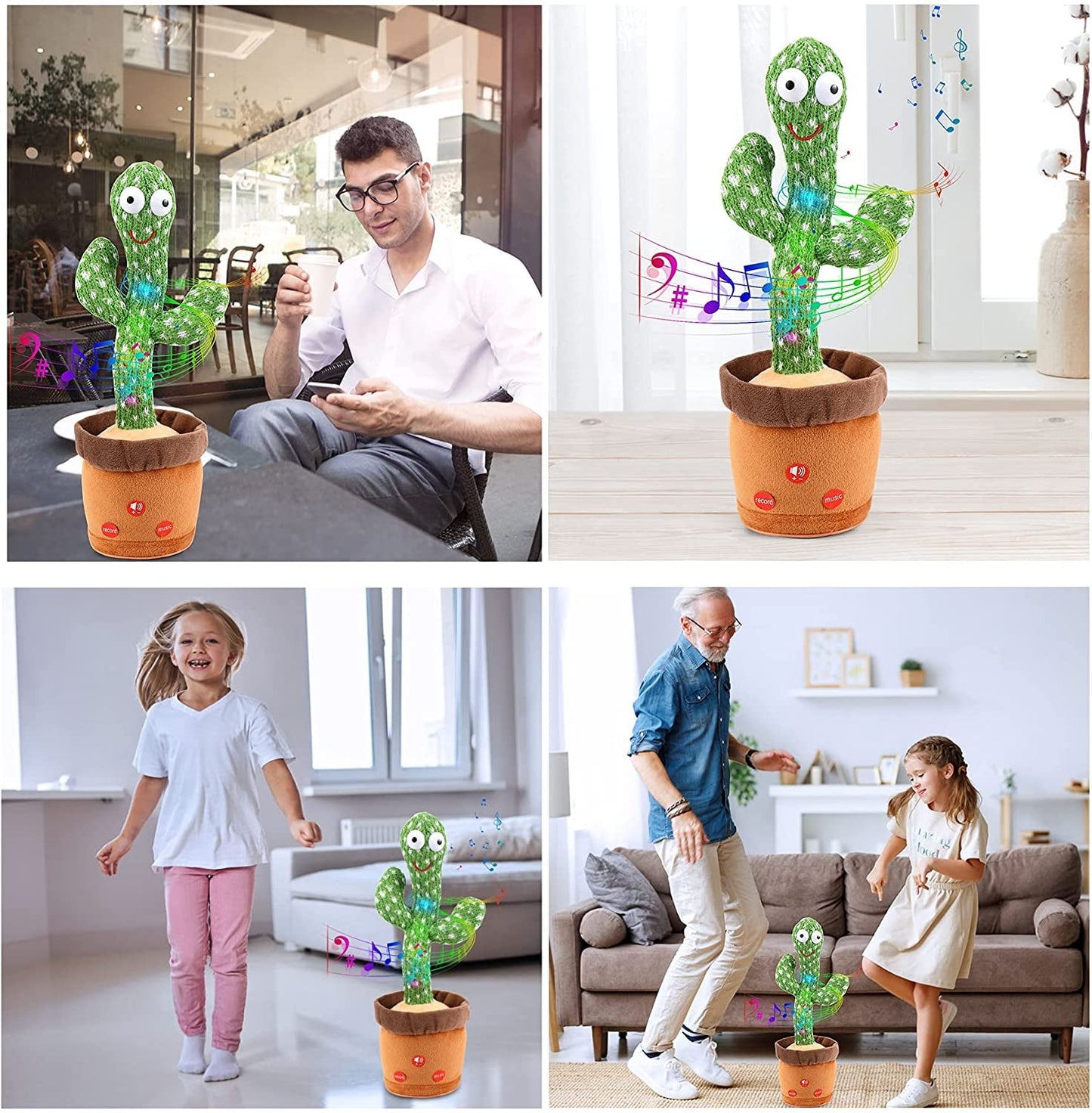 Dansende en Pratende Cactus - Interactief Baby Speelgoed dat je Napraat (Met Muziek & LED Licht)