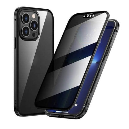 Privacy Magnetisch iPhone Hoesje - 360 Graden Bescherming - Anti-Spy Gehard Glas - Dubbelzijdig & Schokbestendig