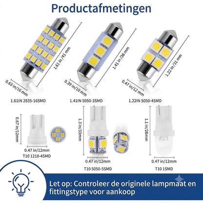 🚗💡42-Delige Auto Interieur Verlichting Set – Ultrabreed Wit Licht voor Plafondverlichting, Leeslampen en Kofferbakverlichting