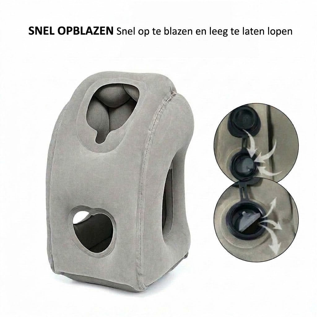 Opblaasbaar ergonomisch reiskussen – Compact en draagbaar nekkussen voor vliegtuig, trein en auto