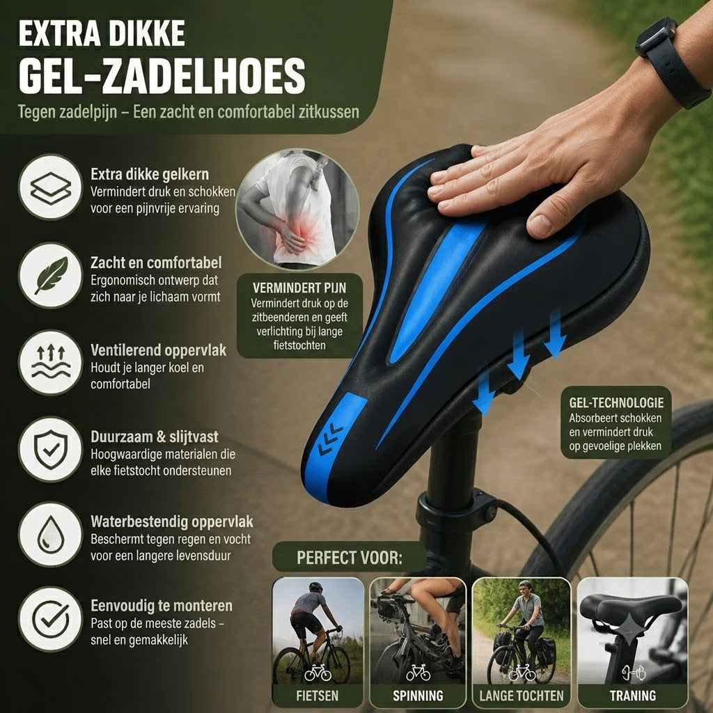 🚴Verdikt Gel Zadeldekje - Zacht en Comfortabel Fietszadelhoesje