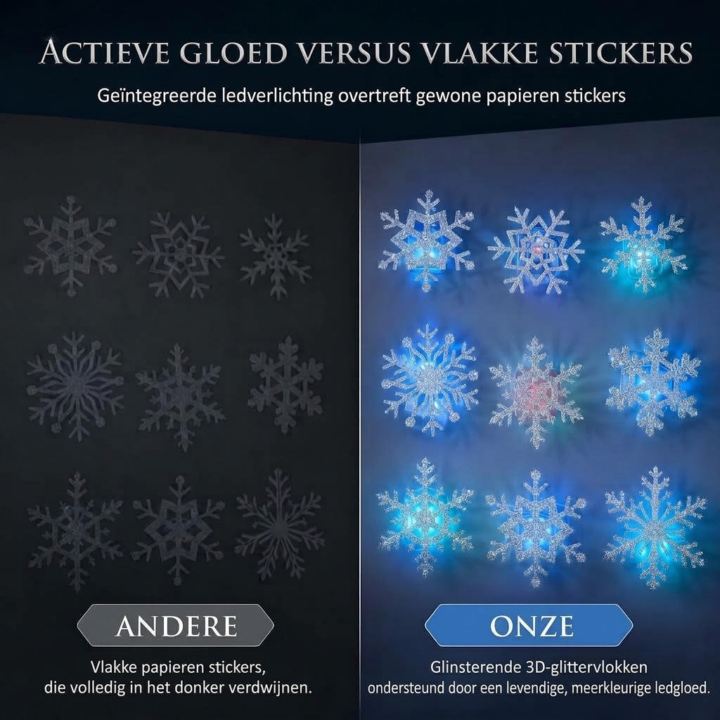 Lichtgevende muurstickers met sneeuwvlokken