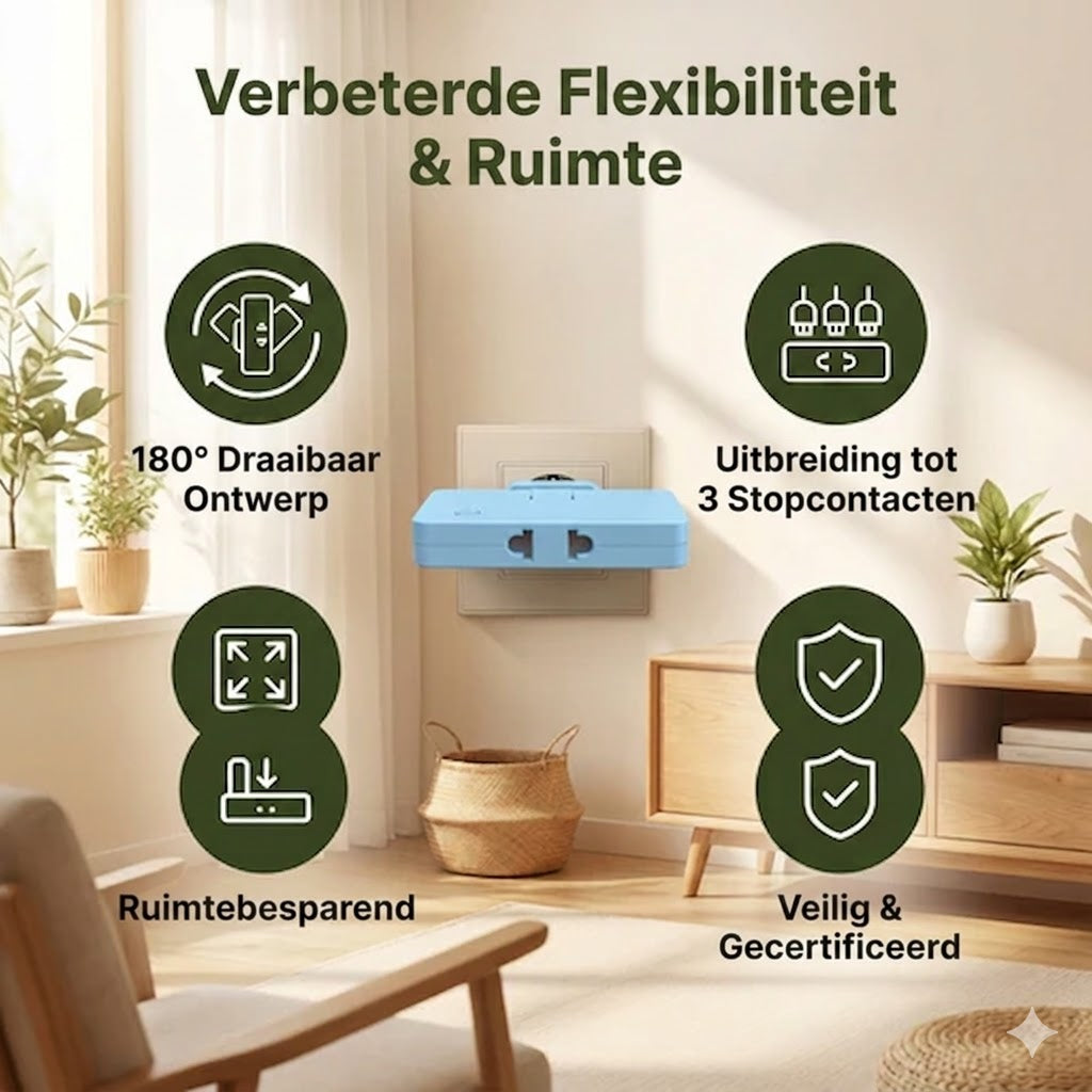 🔌Draaibare Stekkerdoos – De praktische oplossing voor krappe ruimtes