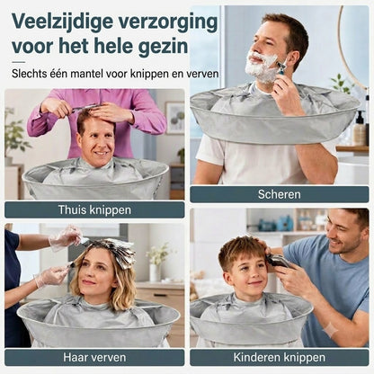 Waterdichte knipmantel met haaropvanger – Opvouwbare paraplu-knipmantel voor thuis knippen