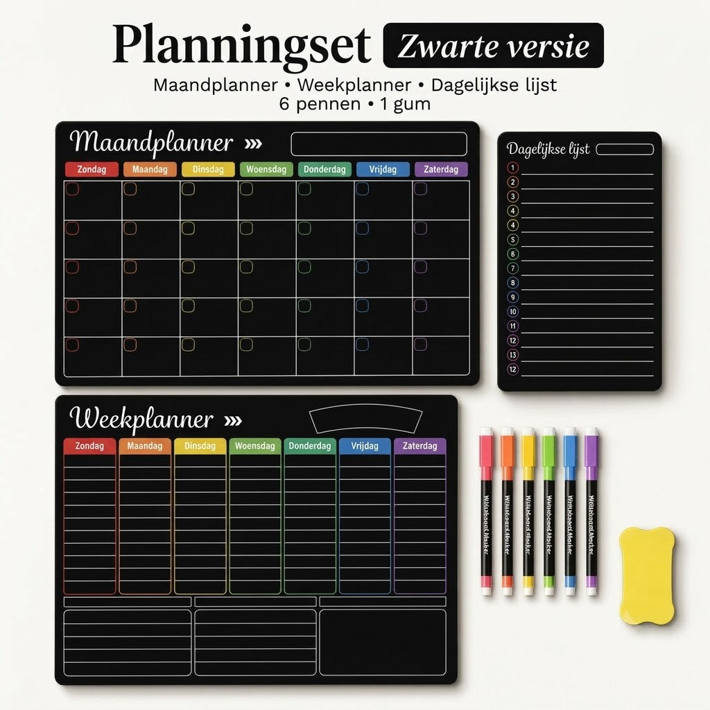 Magnetische familieplanner – Maand-, week- en dagplanning