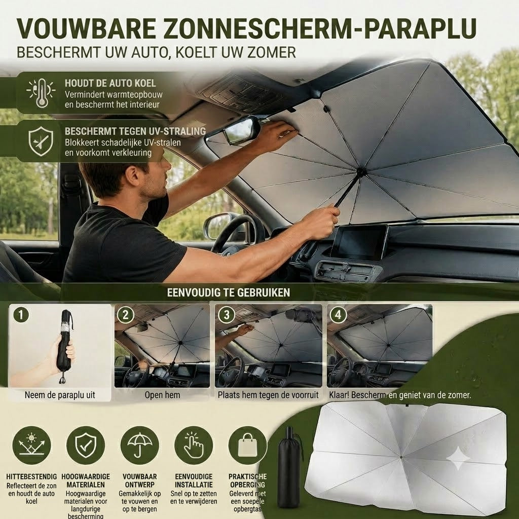 Opvouwbaar zonnescherm voor de voorruit – Effectieve UV-bescherming, biedt schaduw voor uw auto 🚗☂️