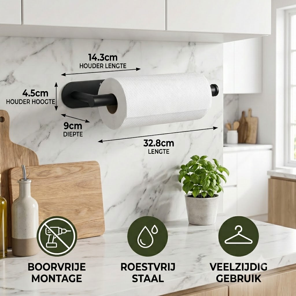 Moderne roestvrijstalen keukenrolhouder – Installatie Zonder Boren & Veelzijdig in Gebruik