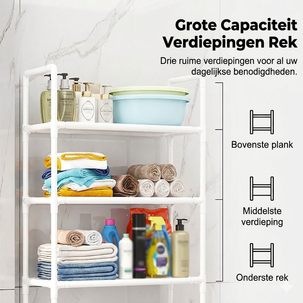 Opbergrek voor Badkamer en Wasruimte – Zonder Boren