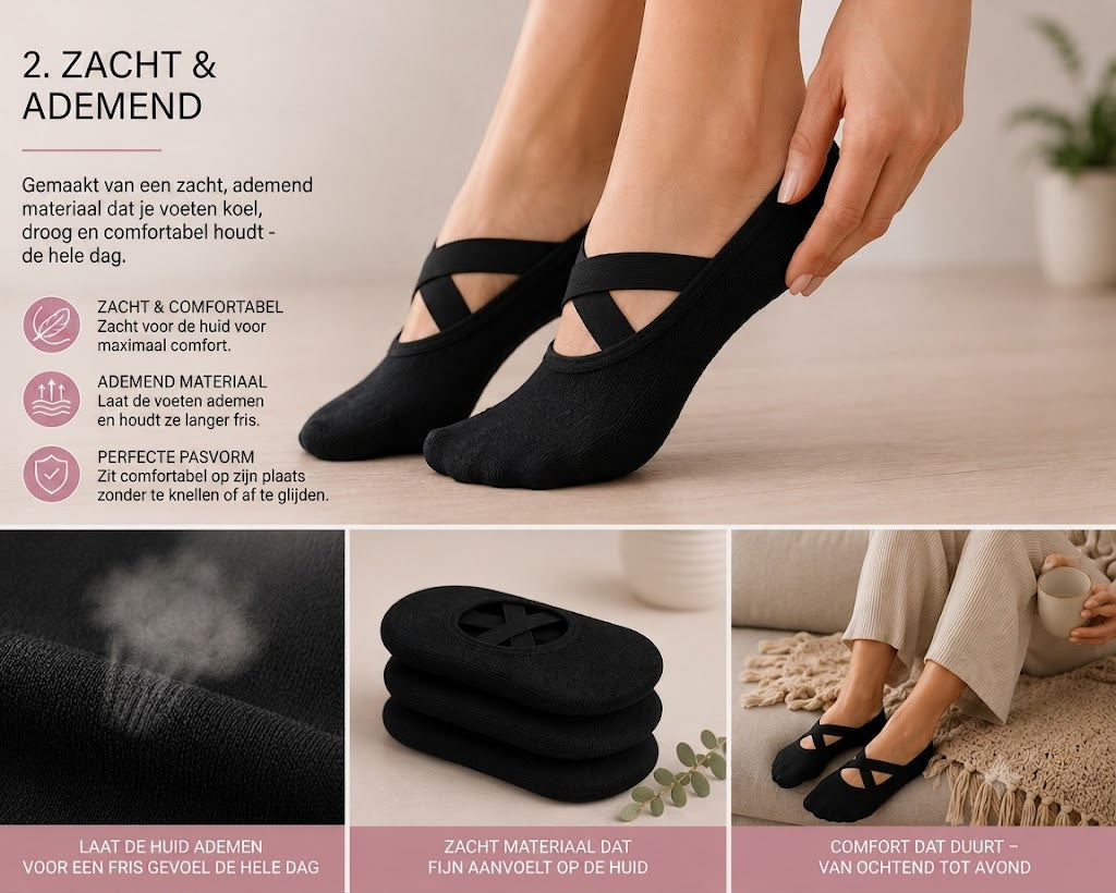 Antislip Pilates Sokken / Pilates Sokken met Grip (1 Set 3 Stuks)