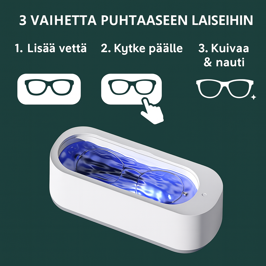 Ultraääninen silmälasien ja korujen puhdistuslaite