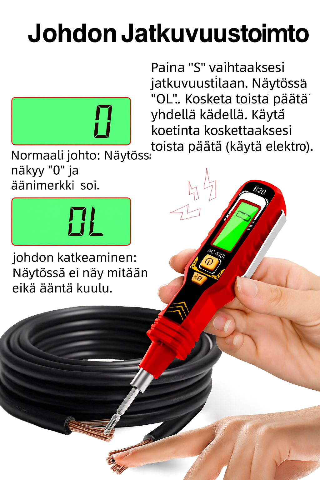 Digitaalinen kosketukseton jännitetesteri (LCD-näyttö)