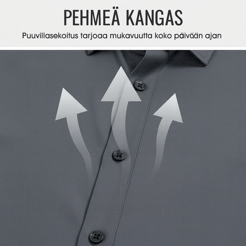 Yksivärinen miesten pitkähihainen kauluspaita