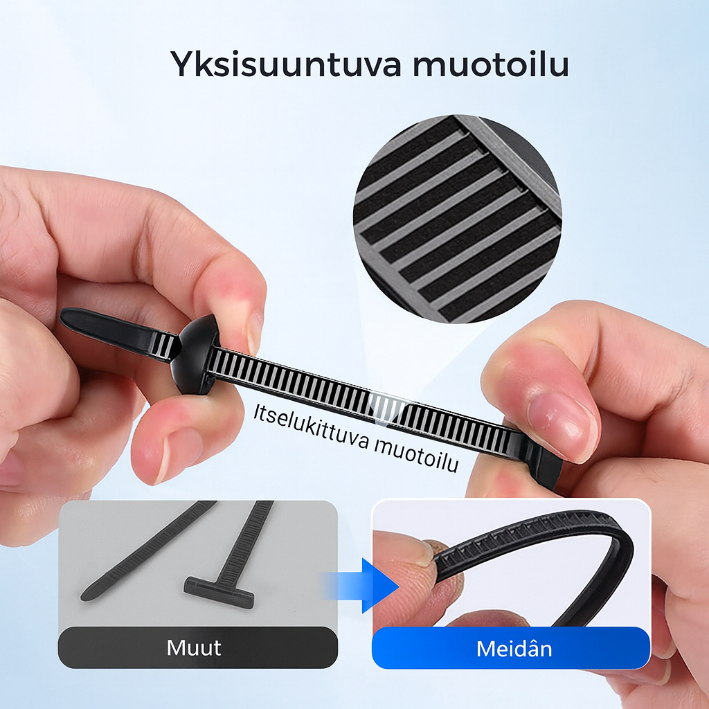 Uudelleenkäytettävät nyloniset kaapelinsiteet – 50 kappaleen setti