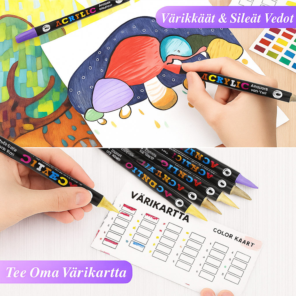 Akryylimaalitussit, joissa on kaksipäinen kärki