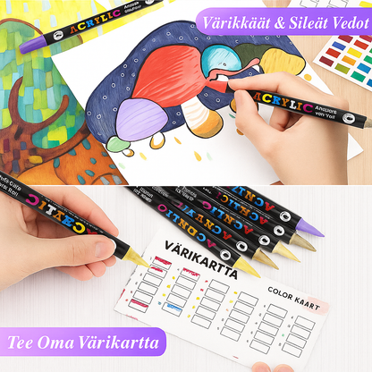 Akryylimaalitussit, joissa on kaksipäinen kärki