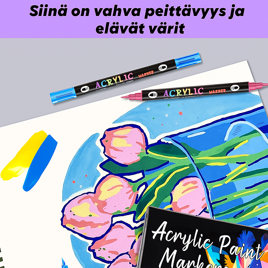 Akryylimaalitussit, joissa on kaksipäinen kärki